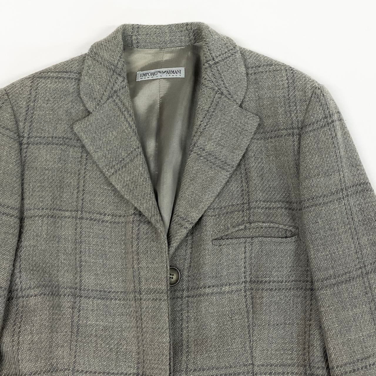 Emporio Armani エンポリオ アルマーニ チェック柄 グレー ウール テーラードジャケット レディース BC