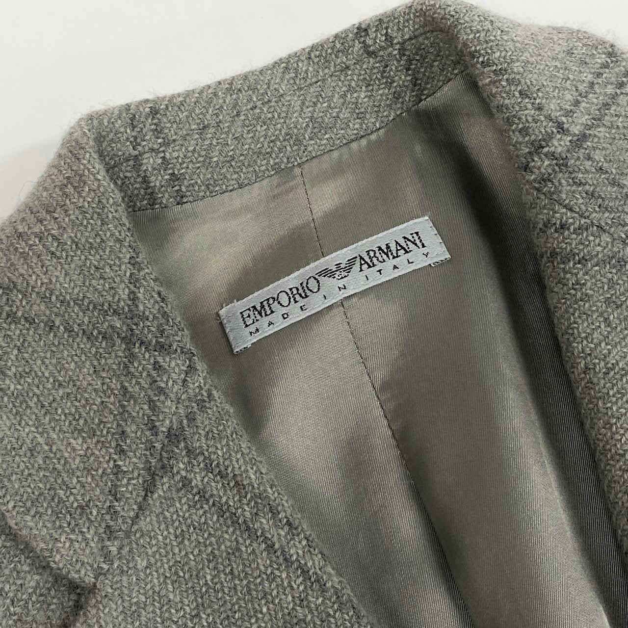 Emporio Armani エンポリオ アルマーニ チェック柄 グレー ウール テーラードジャケット レディース BC