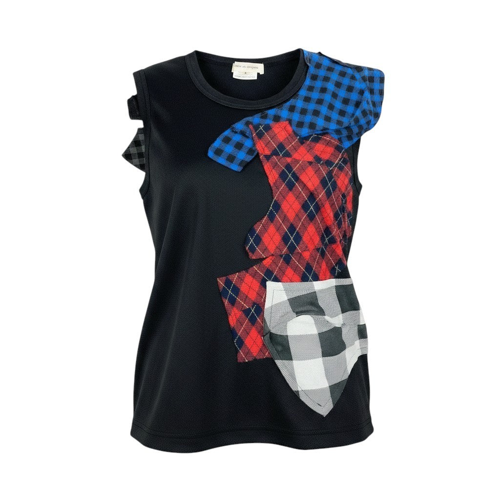 COMME des GARCONS コムデギャルソン パッチワークデザインノースリーブ AD2009 ブラック ポリエステル GE-T027 カットソー レディース AB