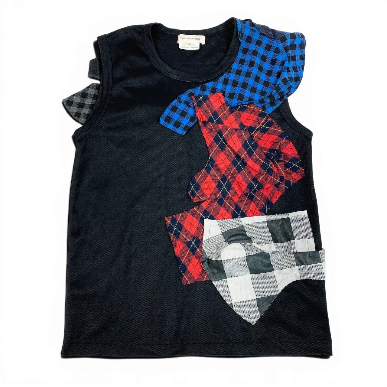 COMME des GARCONS コムデギャルソン パッチワークデザインノースリーブ AD2009 ブラック ポリエステル GE-T027 カットソー レディース AB
