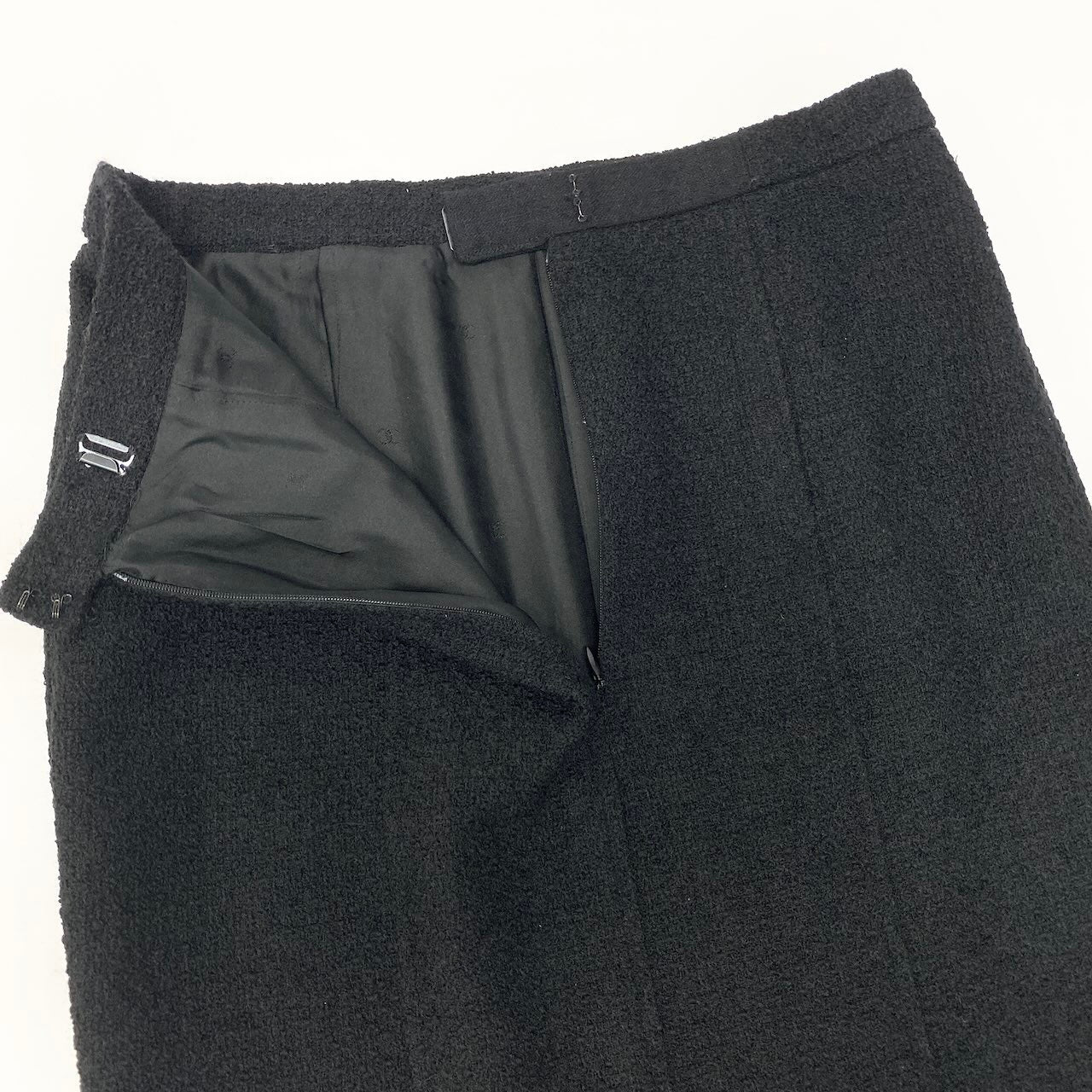 CHANEL シャネル ツイードスカート 膝丈スカート ブラック ウール / ナイロン / シルク スカート レディース AB