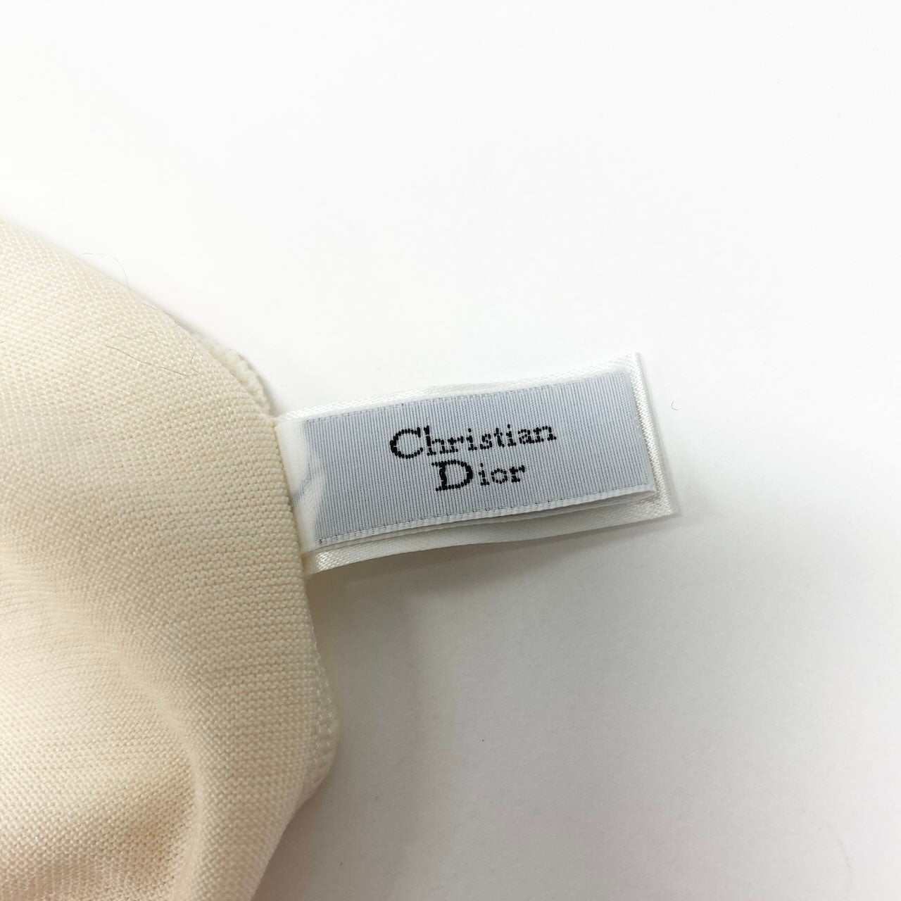 Christian Dior クリスチャンディオール サマーセーター トップス エンブレム刺繍 ベージュ アイボリー シルク / ウール 半袖ニット レディース ABP