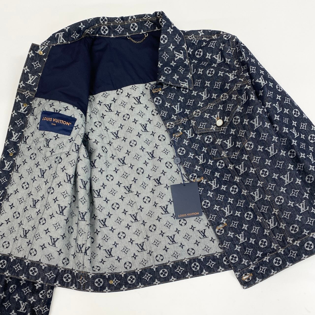 LOUIS VUITTON ルイヴィトン 24AW モノグラム ジャガードデニムジャケット ネイビー インディゴ コットン / ポリエステル デニムジャケット メンズ S