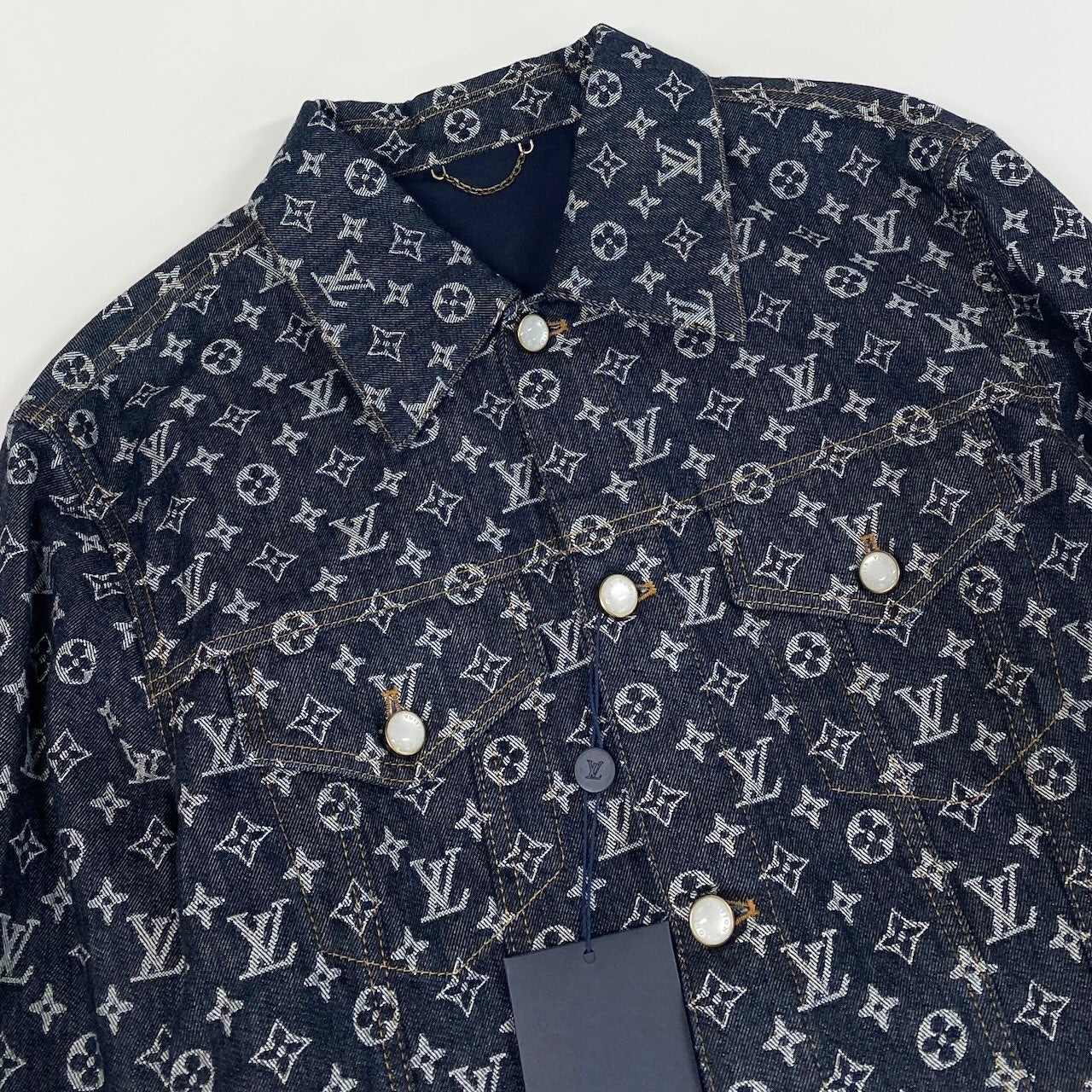 LOUIS VUITTON ルイヴィトン 24AW モノグラム ジャガードデニムジャケット ネイビー インディゴ コットン / ポリエステル デニムジャケット メンズ S