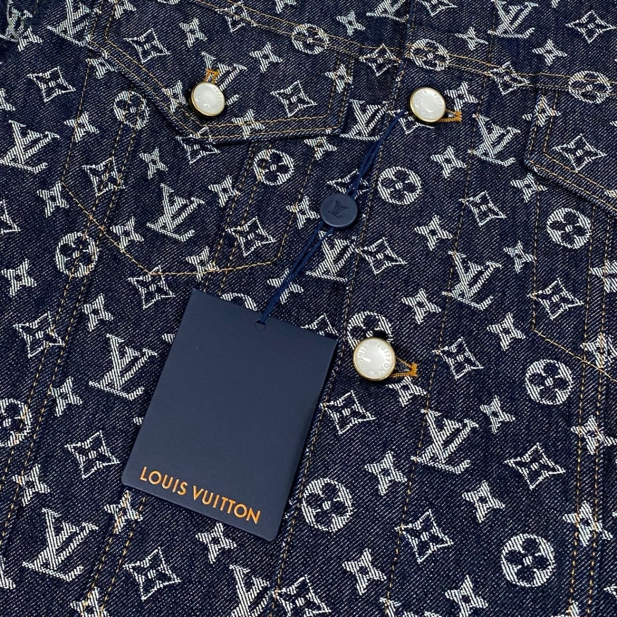 LOUIS VUITTON ルイヴィトン 24AW モノグラム ジャガードデニムジャケット ネイビー インディゴ コットン / ポリエステル デニムジャケット メンズ S