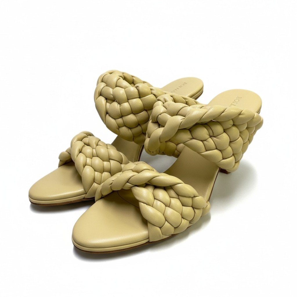 BOTTEGA VENETA ボッテガ・ヴェネタ イントレチャート カーブサンダル イエロー レザー サンダル レディース S