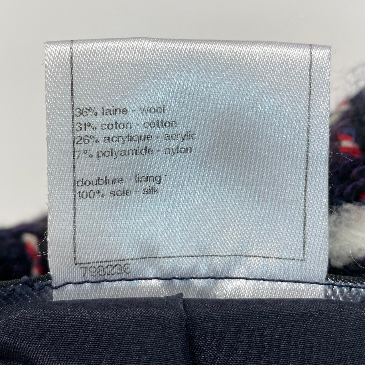 CHANEL シャネル CCボタン ツイード ネイビー ウール / コットン / アクリル ナイロン P42157 ステンカラーコート レディース SA