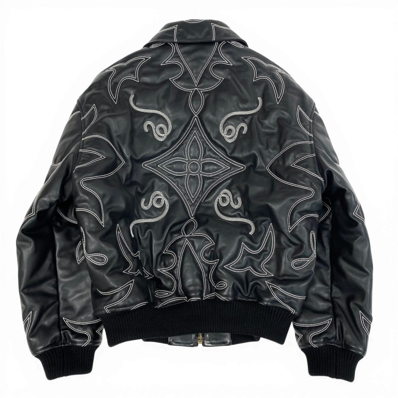 LOUIS VUITTON ルイヴィトン エンブロイダリー レザーボンバージャケット ブラック レザー / 牛革 その他アウター メンズ A