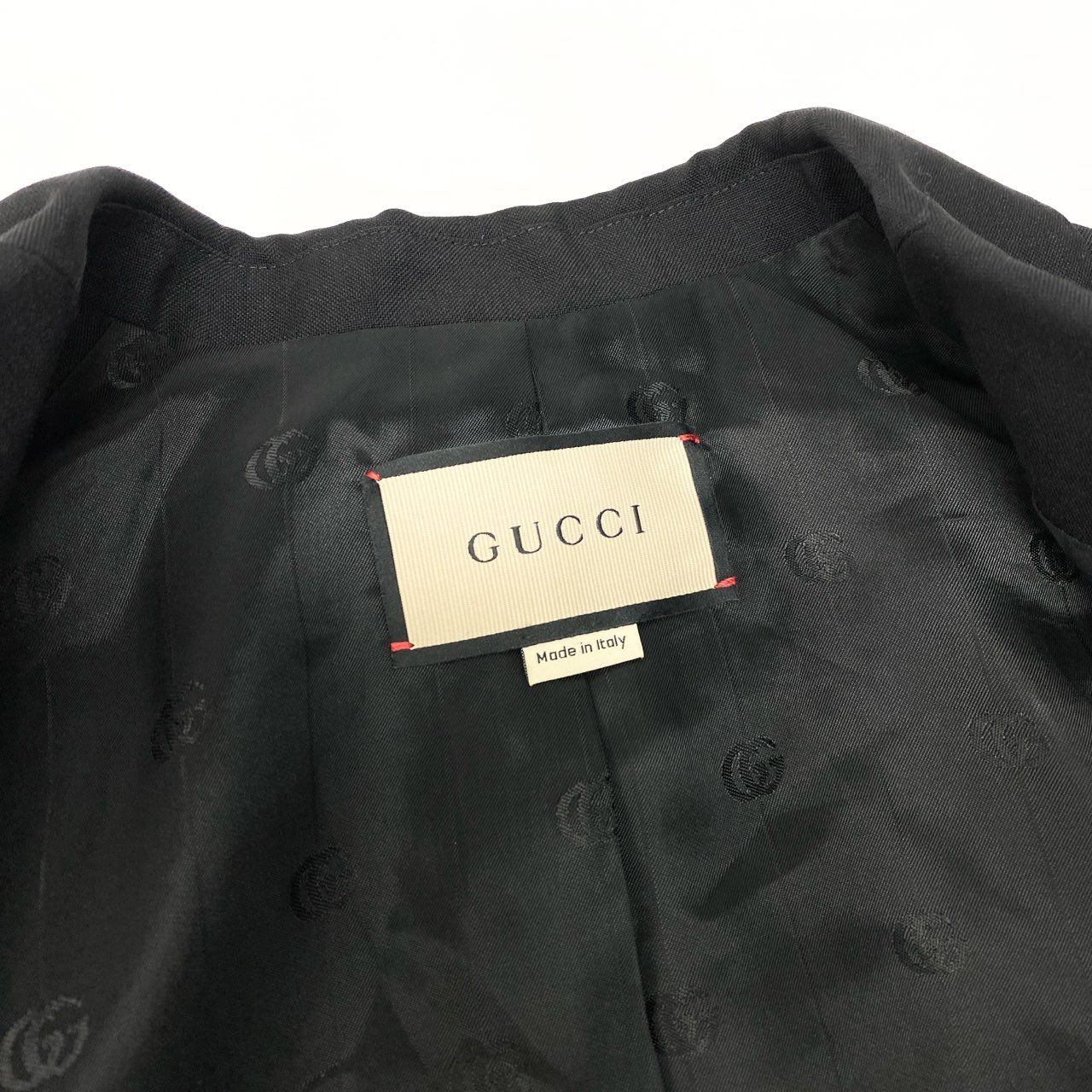 GUCCI グッチ ダブルブレストショートジャケット クロップド丈 ブラック ウール / レーヨン テーラードジャケット レディース ABP