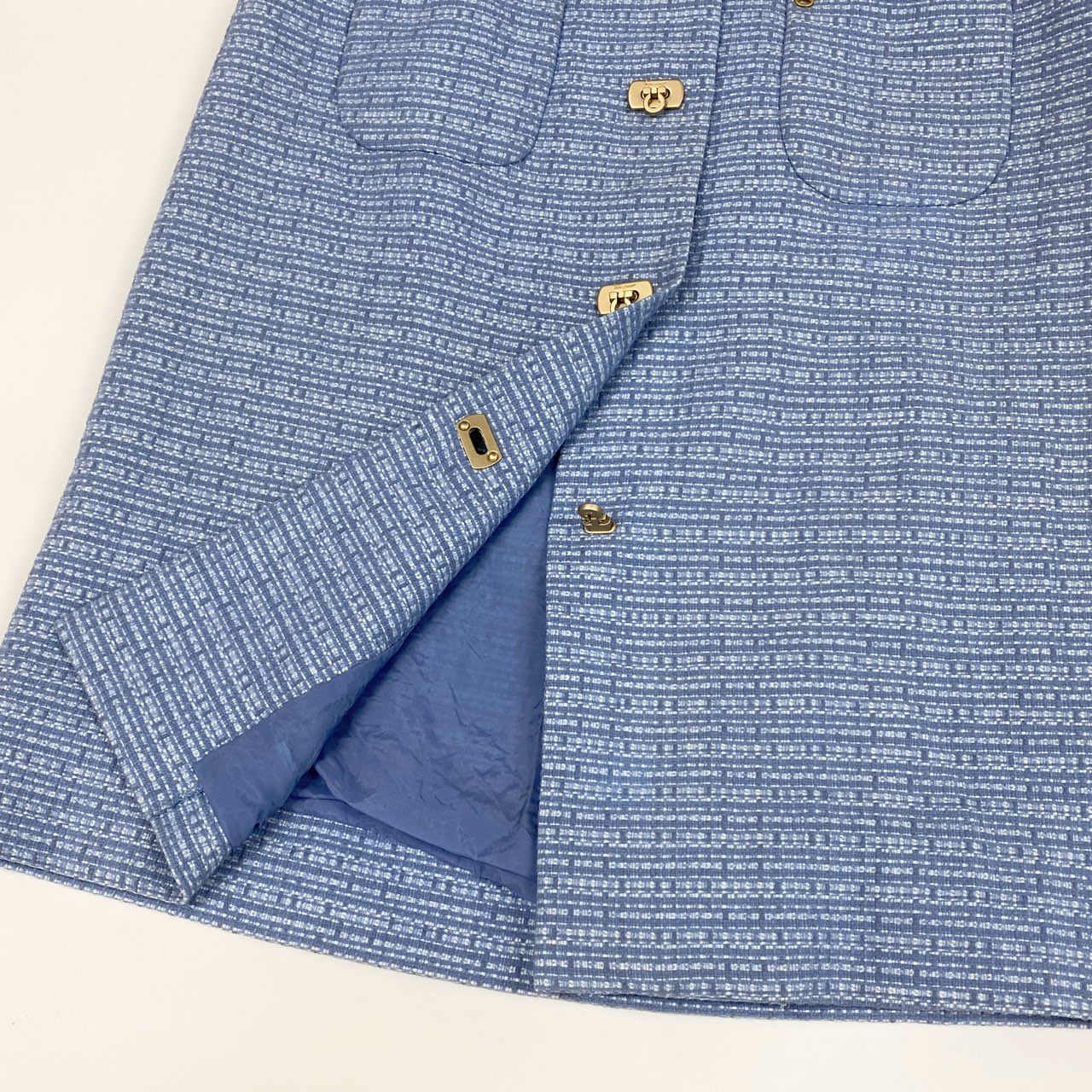 Salvatore Ferragamo サルヴァトーレフェラガモ サマーツイードスカート ブルー レーヨン / ナイロン / コットン リネン スカート レディース ABP
