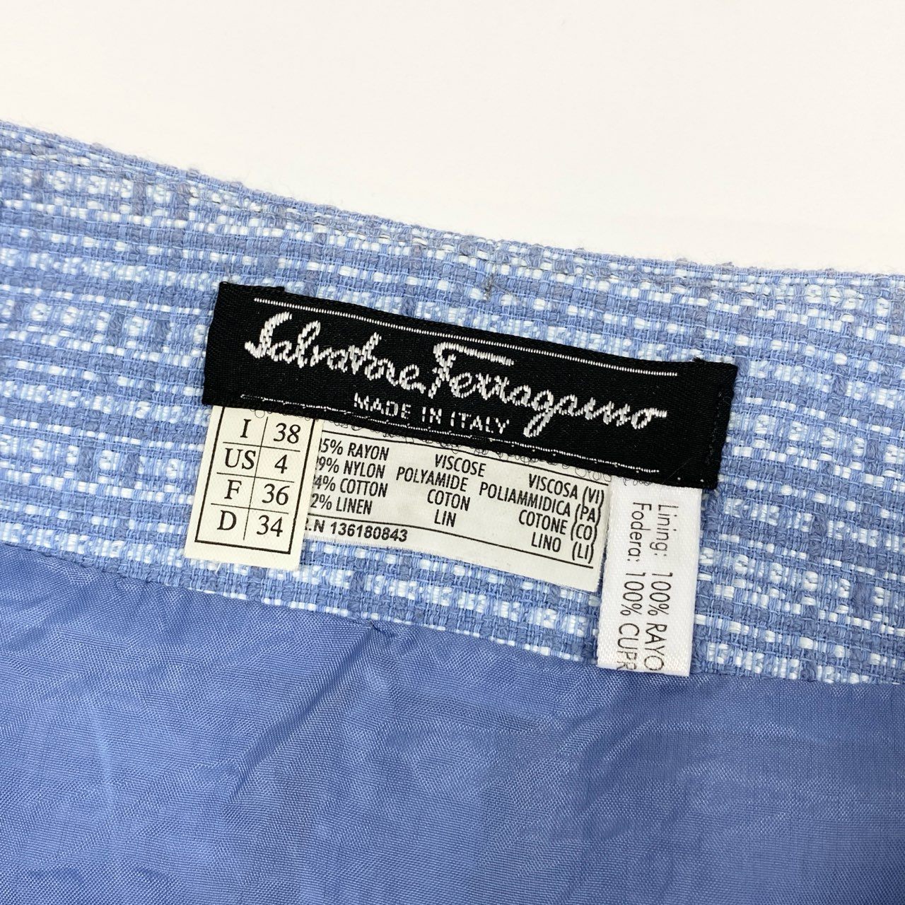 Salvatore Ferragamo サルヴァトーレフェラガモ サマーツイードスカート ブルー レーヨン / ナイロン / コットン リネン スカート レディース ABP