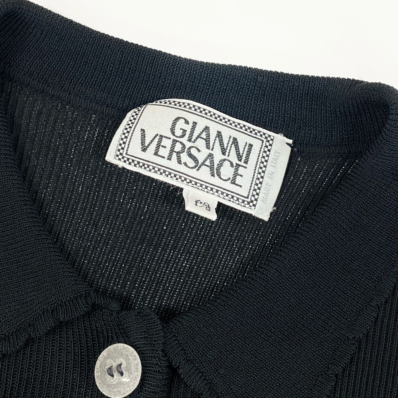 VERSACE ヴェルサーチ ロングスリーブ ニットカーディガン リブニット ブラック カーディガン レディース B