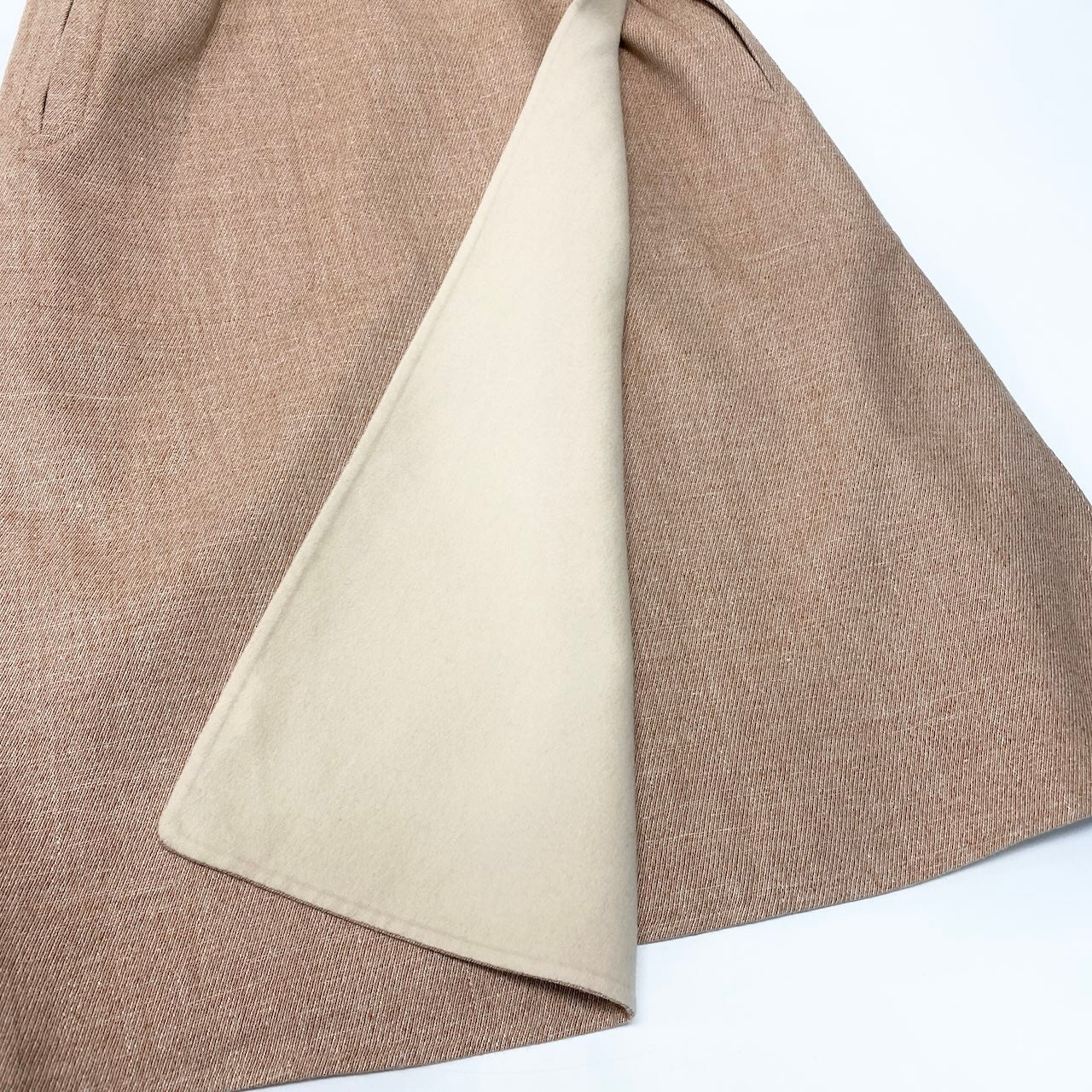 HERMES エルメス ダブルフェイス ラップコート スリーブレス ベージュ ピンクベージュ カシミヤ / ウール / シルク ロングコート レディース S