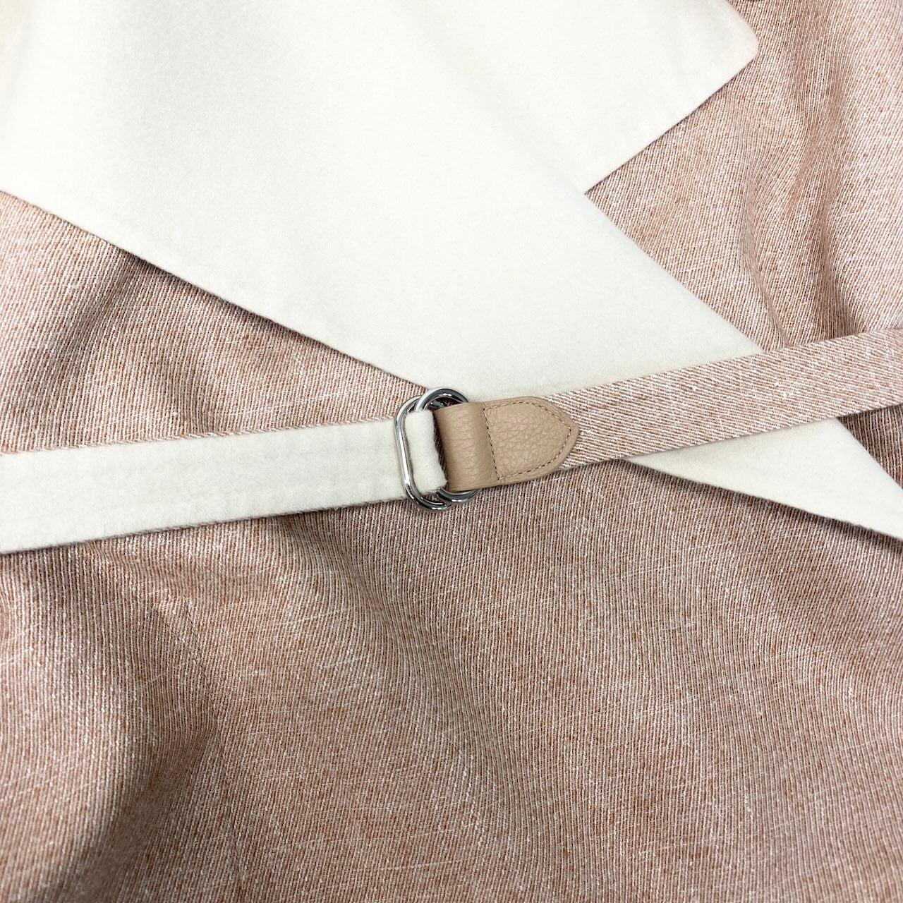 HERMES エルメス ダブルフェイス ラップコート スリーブレス ベージュ ピンクベージュ カシミヤ / ウール / シルク ロングコート レディース S
