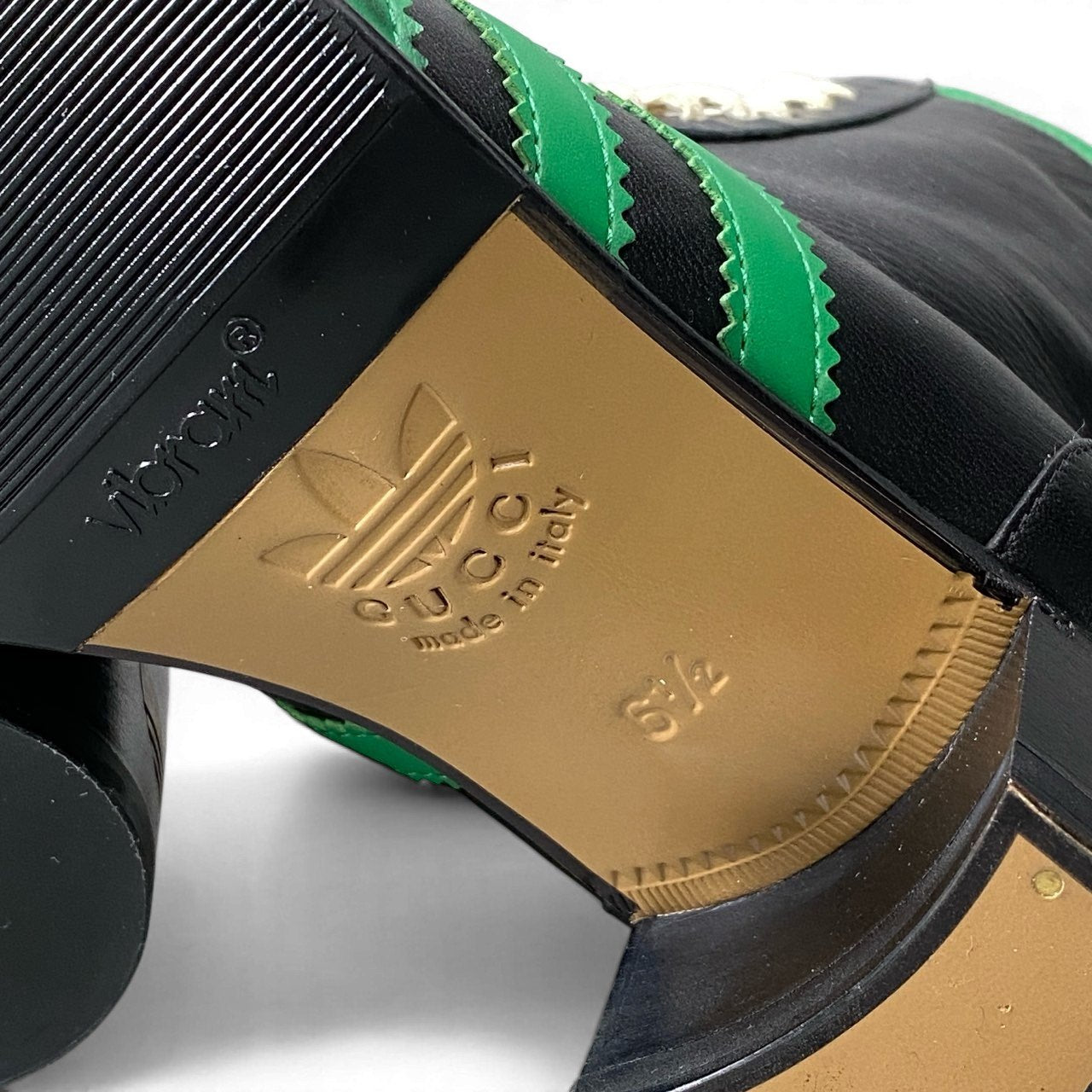 GUCCI グッチ × アディダス ボーリングシューズ サイドジップ トレフォイルロゴ ブラック レザー レザーブーツ レディース SA
