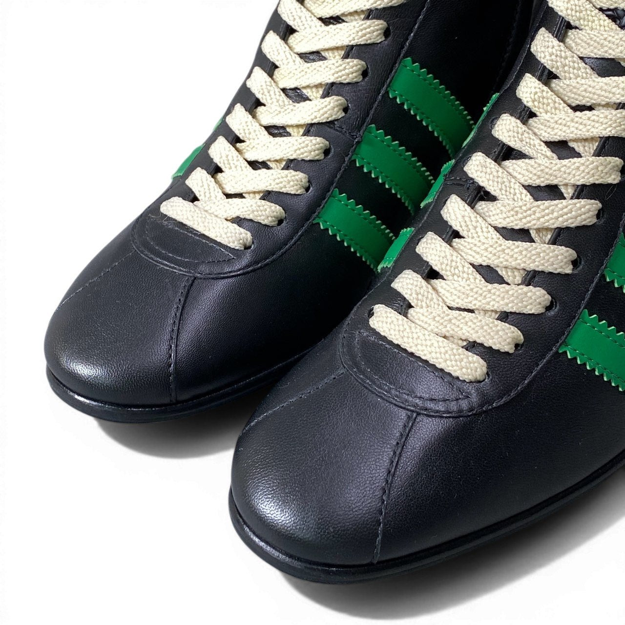GUCCI グッチ × アディダス ボーリングシューズ サイドジップ トレフォイルロゴ ブラック レザー レザーブーツ レディース SA