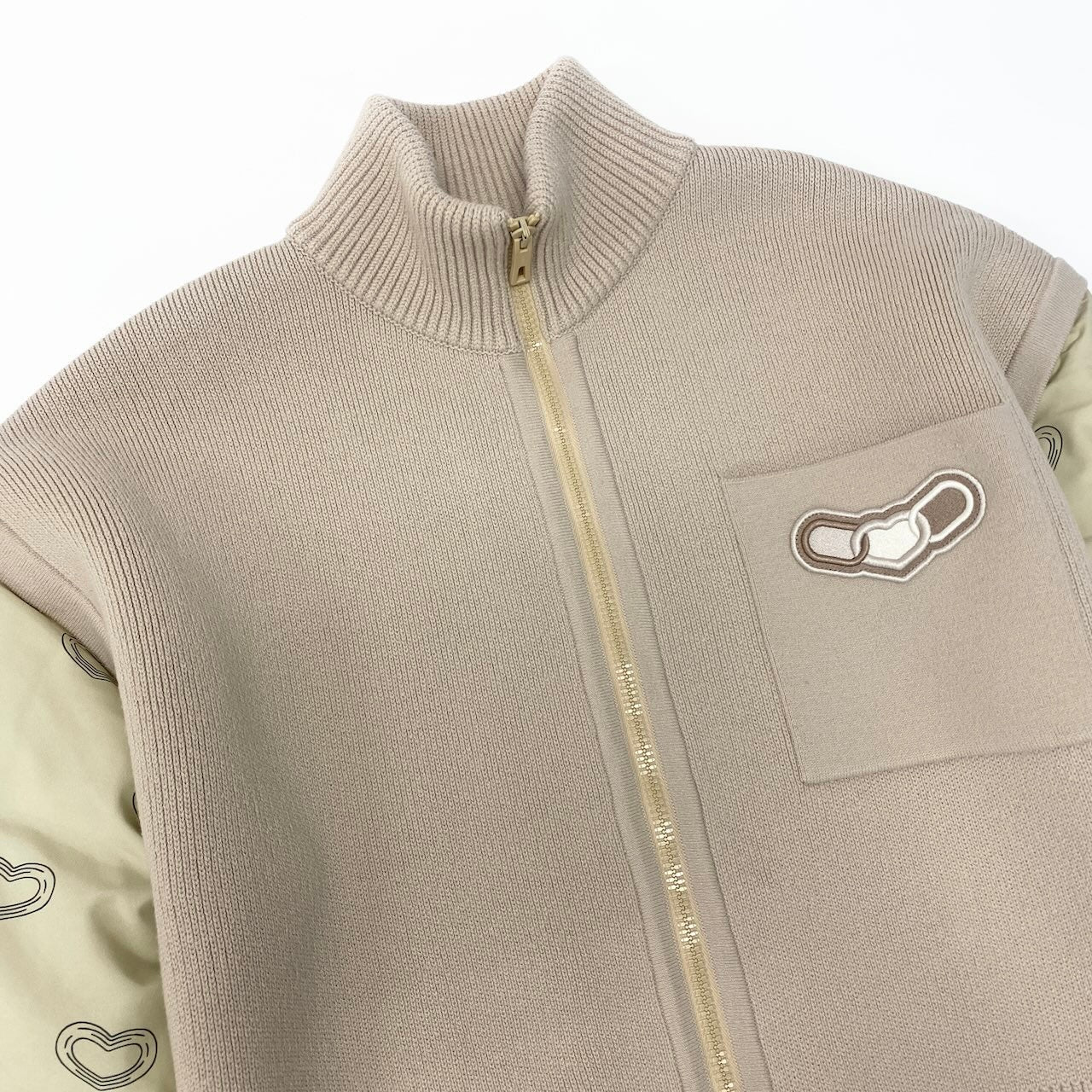HERMES エルメス 24~25AW カレイドスコープ エフェクト 2way ベージュ ウール / ナイロン / ポリウレタン ジップジャケット レディース A