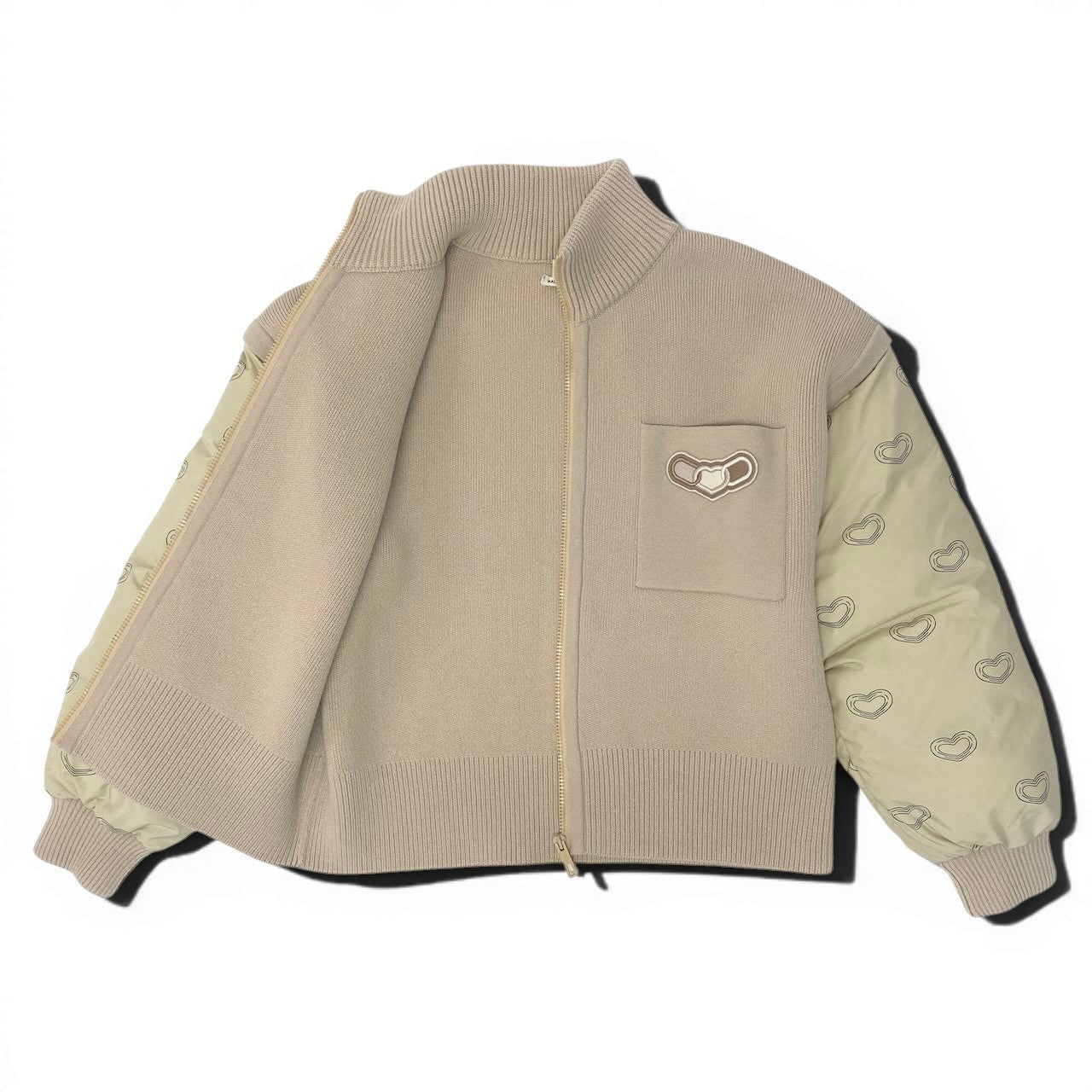 HERMES エルメス 24~25AW カレイドスコープ エフェクト 2way ベージュ ウール / ナイロン / ポリウレタン ジップジャケット レディース A