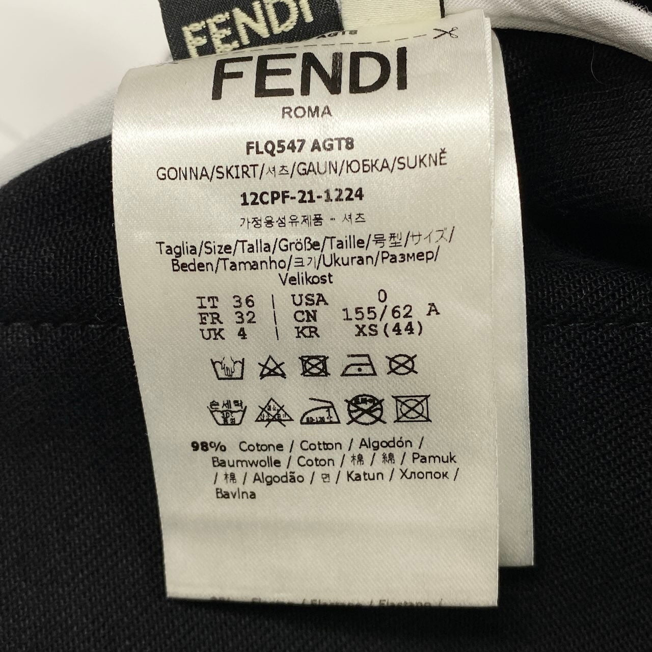 FENDI フェンディ コットンスカート ブラック コットン / ポリウレタン 12CPF-21-1224 ミニスカート レディース B