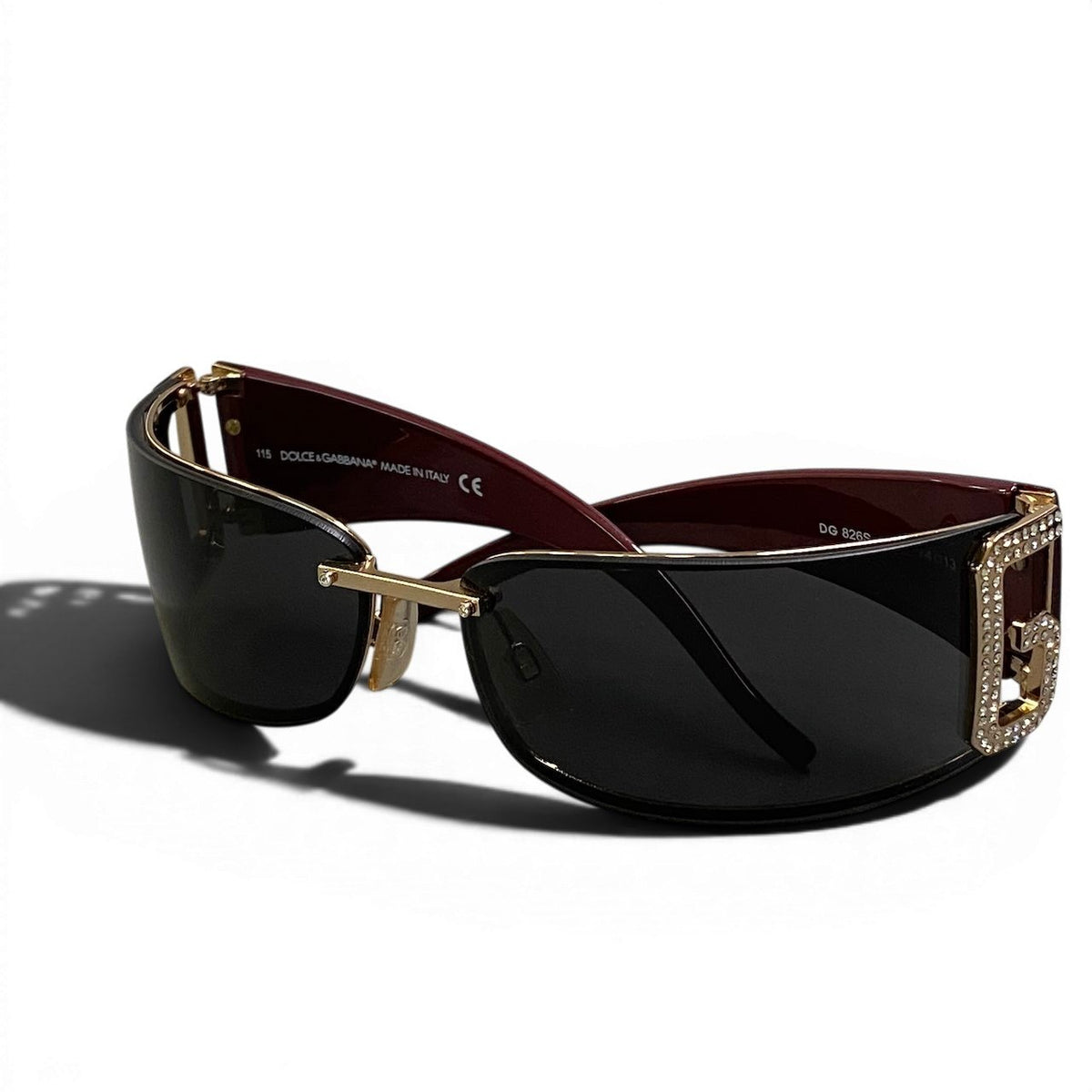 DOLCE&GABBANA ドルチェアンドガッバーナ DG リムレスサングラス アイウェア 74□13 ブラック ボルドー プラスチック / メッキ DG826S サングラス スクエア メンズ ABP