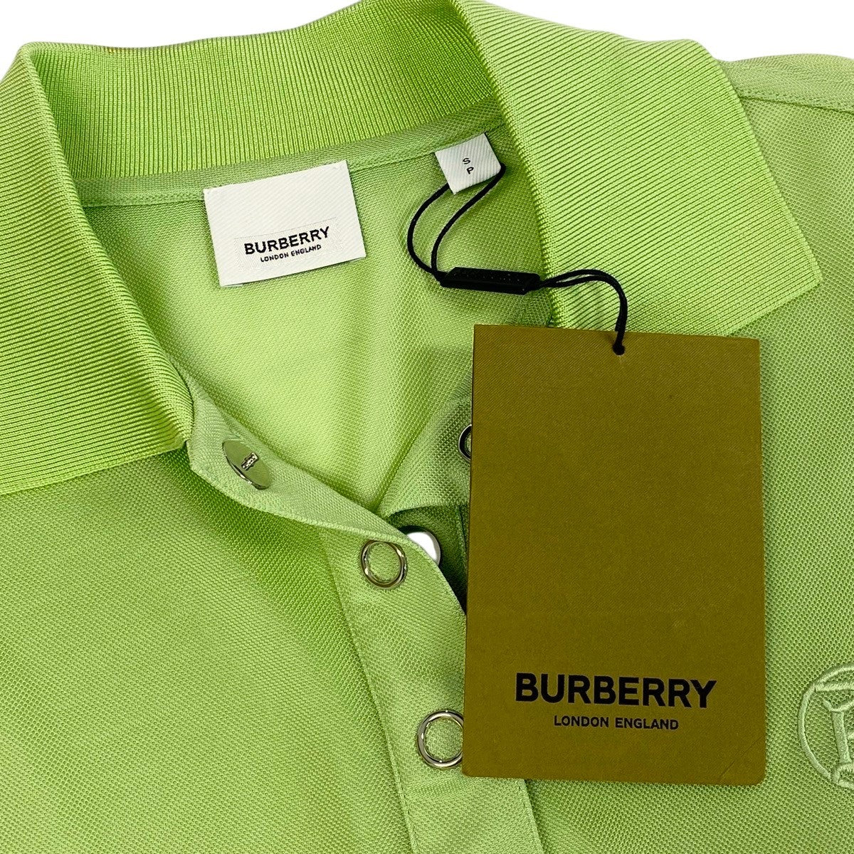 BURBERRY バーバリー 長袖 メッシュトップス グリーン / ビスコース ナイロン エラスチン 8041065 ポロシャツ レディース S