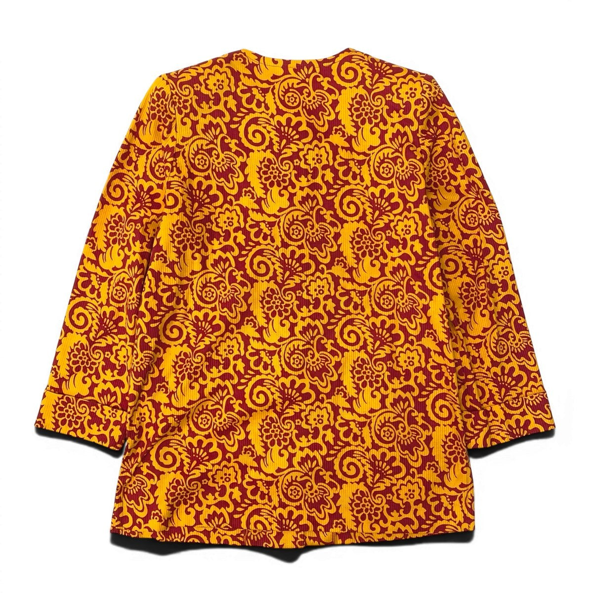 YVES SAINT LAURENT イヴ サンローラン ヴィンテージ 総柄プリント ノーカラージャケット オレンジ レッド コットン ノーカラージャケット レディース AB