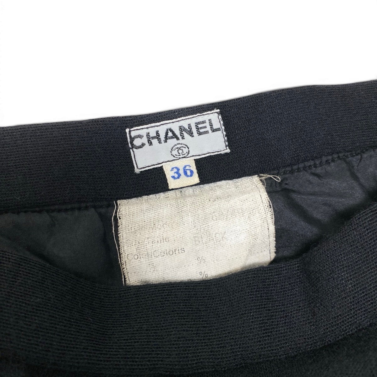 CHANEL シャネル ヴィンテージ 90's ココマーク 金ボタン ブラック ウール ラップスカート レディース AB