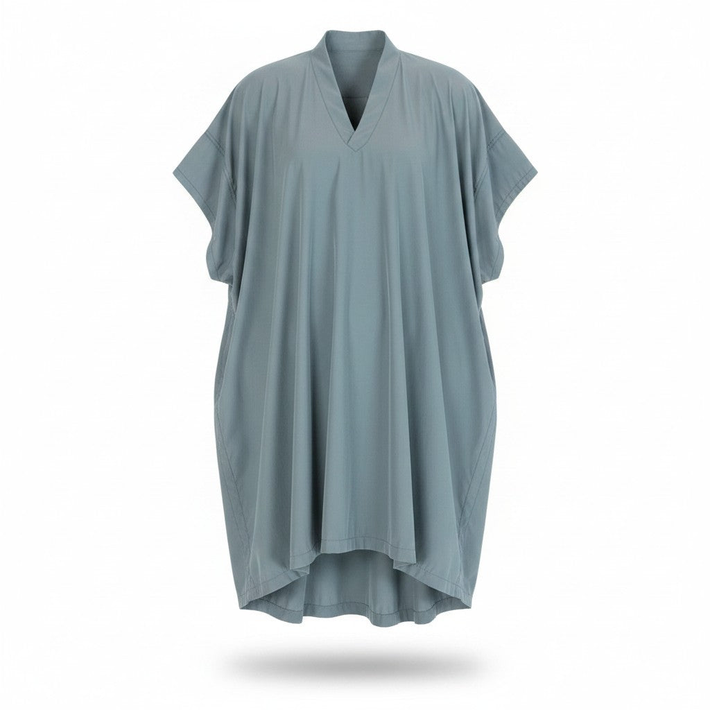 Y's ワイズ 23ss FLARED DRESS WITH SMALL COLLARS グレー コットン / ポリエステル / トリアセテート YH-D29-026 半袖ワンピース レディース AB