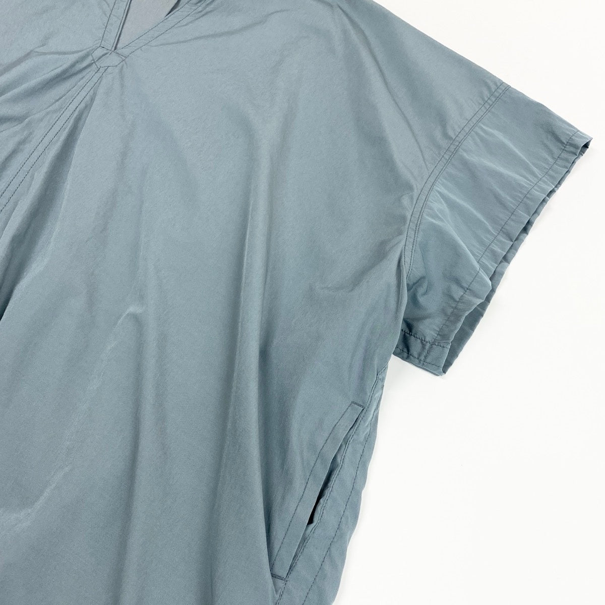 Y's ワイズ 23ss FLARED DRESS WITH SMALL COLLARS グレー コットン / ポリエステル / トリアセテート YH-D29-026 半袖ワンピース レディース AB