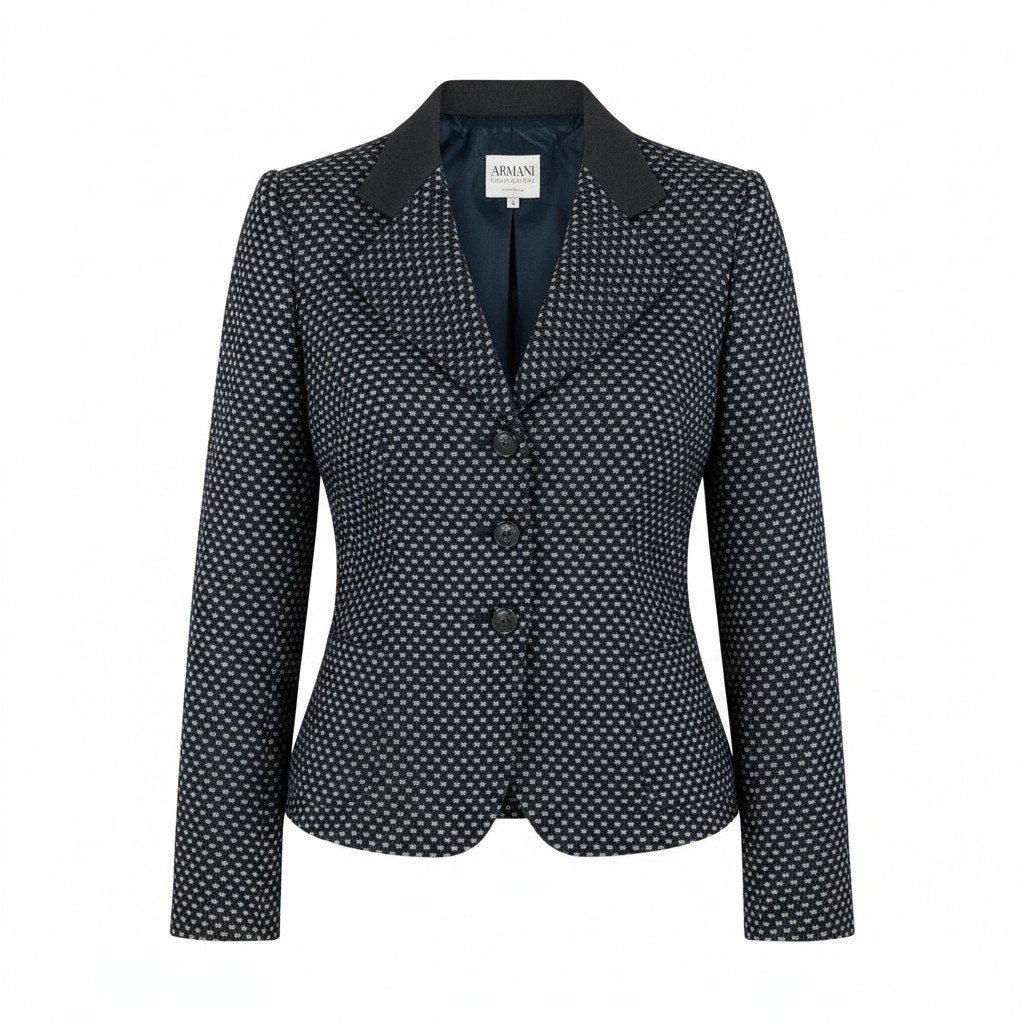 ARMANI COLLEZIONI アルマーニコレッツォーニ 総柄 立体刺繡 ブラック ウール / レーヨン / ポリエステル テーラードジャケット レディース AB