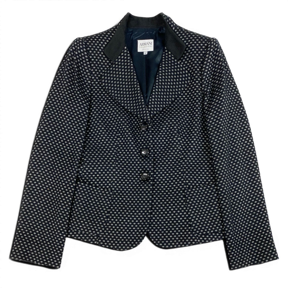 ARMANI COLLEZIONI アルマーニコレッツォーニ 総柄 立体刺繡 ブラック ウール / レーヨン / ポリエステル テーラードジャケット レディース AB