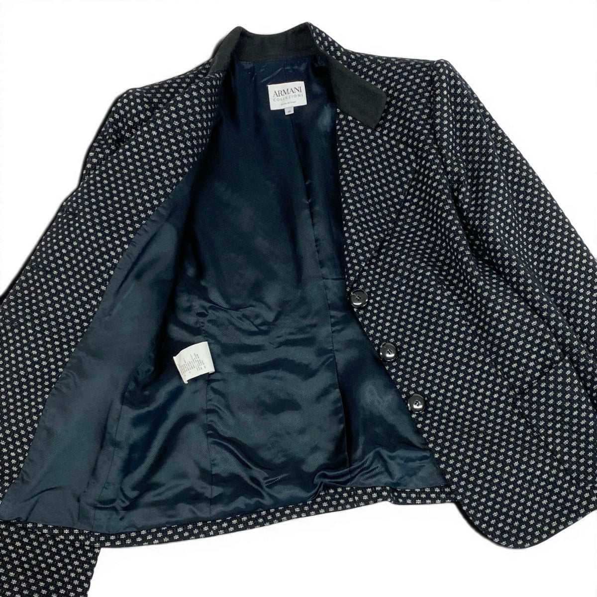 ARMANI COLLEZIONI アルマーニコレッツォーニ 総柄 立体刺繡 ブラック ウール / レーヨン / ポリエステル テーラードジャケット レディース AB