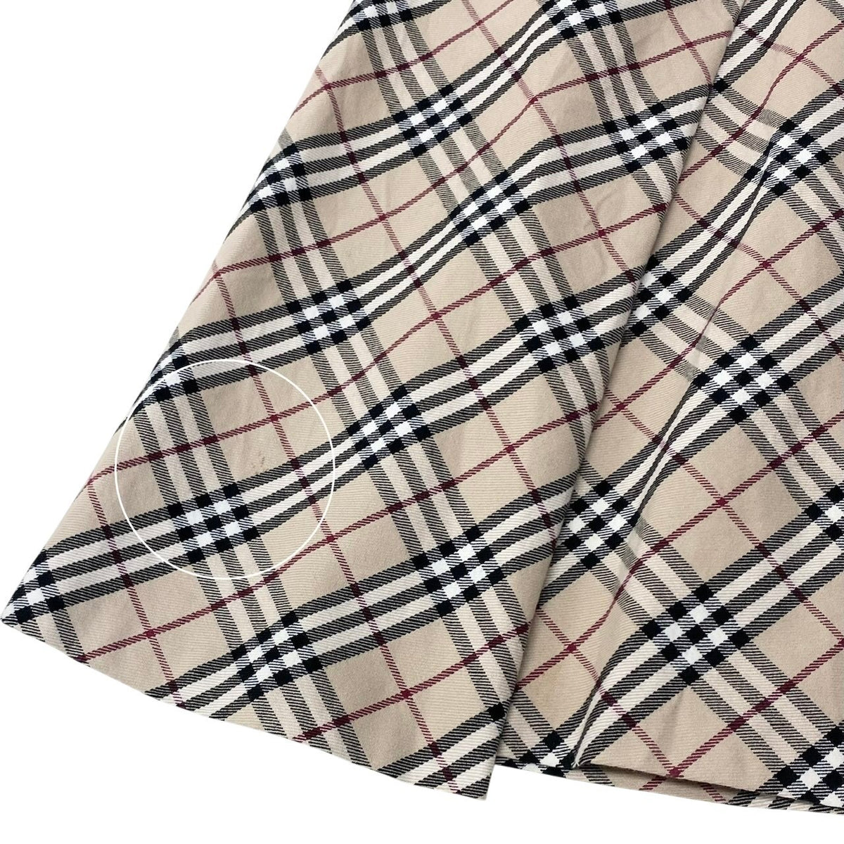 BURBERRY BLUE LABEL バーバリーブルーレーベル ノバチェック柄 膝丈 ベージュ コットン / ポリウレタン / ポリエステル FL525-400 フレアスカート レディース B