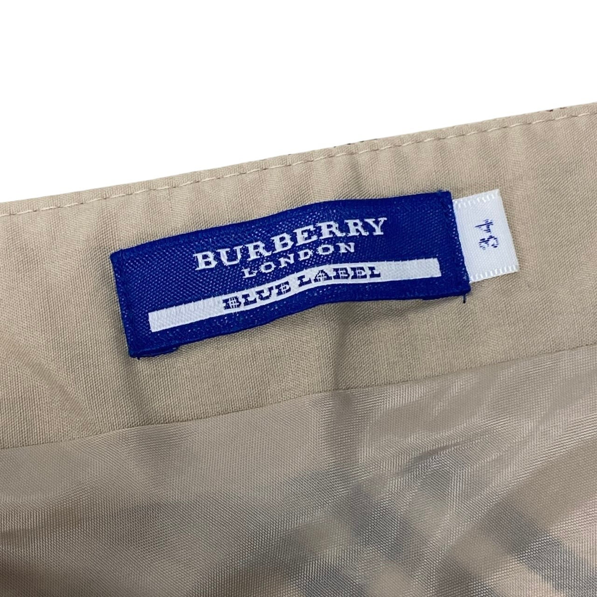 BURBERRY BLUE LABEL バーバリーブルーレーベル ノバチェック柄 膝丈 ベージュ コットン / ポリウレタン / ポリエステル FL525-400 フレアスカート レディース B