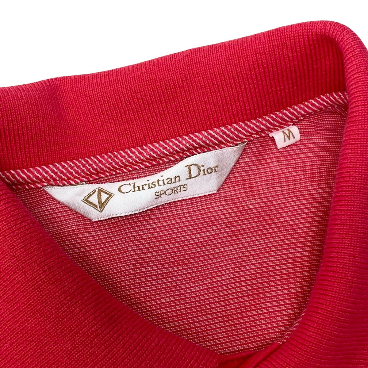 Christian Dior クリスチャンディオール CDロゴ刺繡 ボーダー柄 半袖 レッド ホワイト コットン ポロシャツ メンズ AB