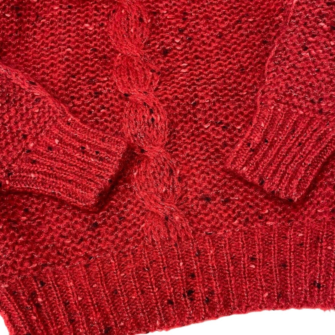 Christian Dior クリスチャンディオール フリルネック ローゲージ ニットセーター レッド ウール ニット レディース AB