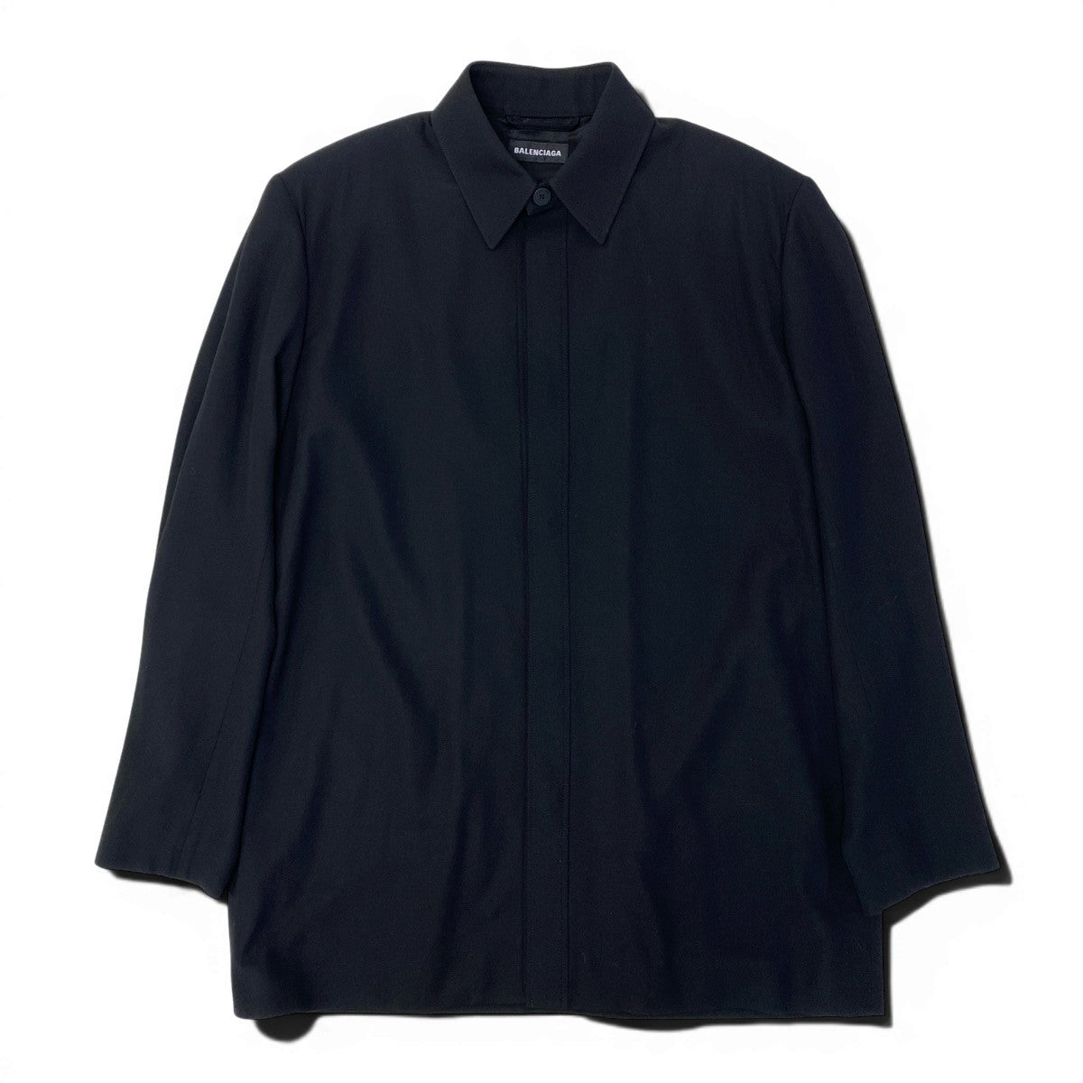 BALENCIAGA バレンシアガ ウールツイールシャツジャケット ブラック ウール / レーヨン その他アウター メンズ S