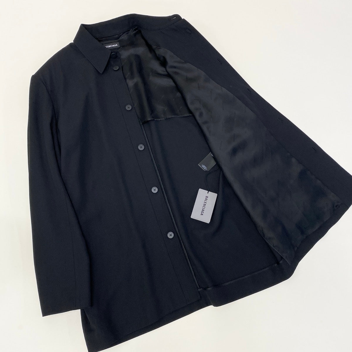 BALENCIAGA バレンシアガ ウールツイールシャツジャケット ブラック ウール / レーヨン その他アウター メンズ S