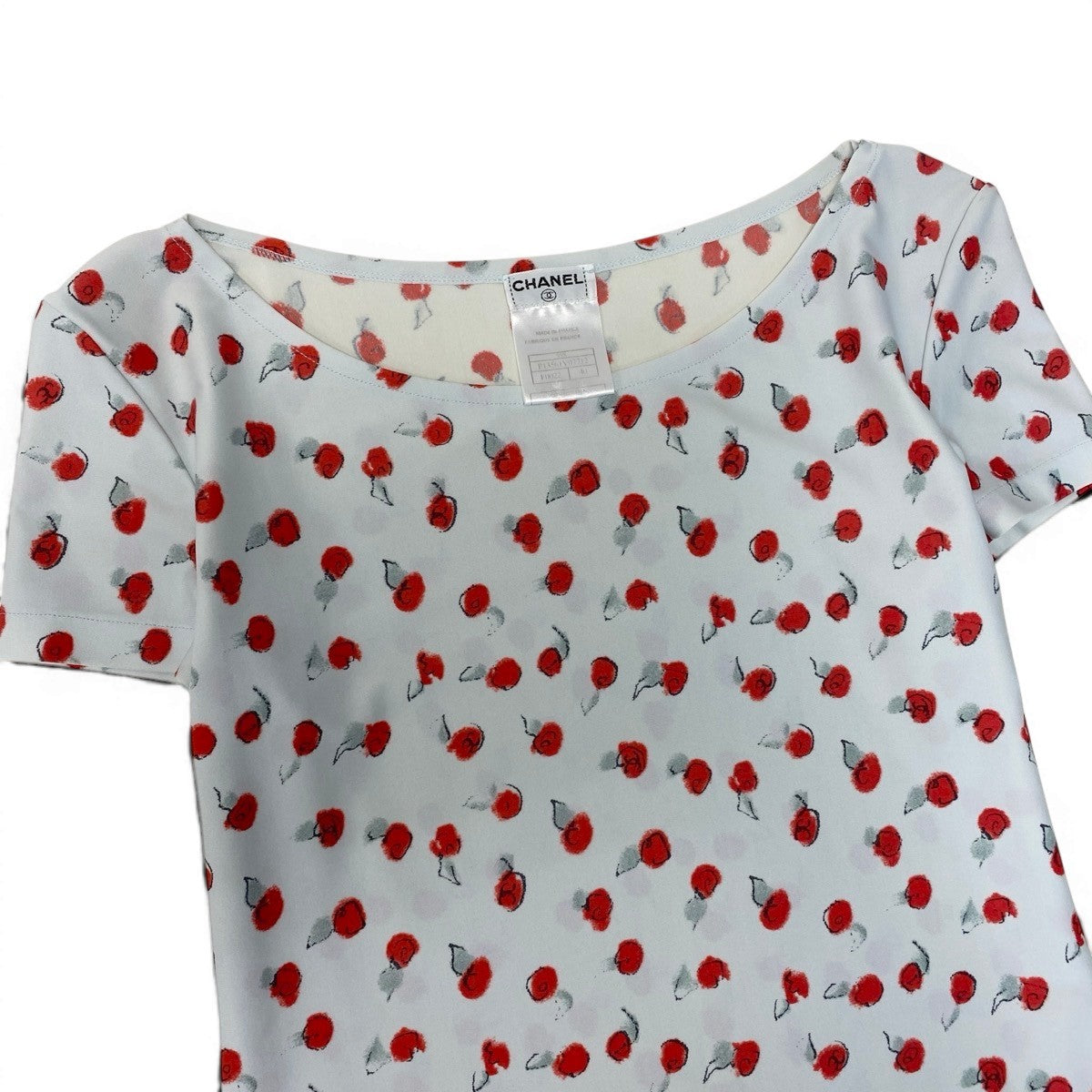 CHANEL シャネル 99s カットソー ココマーク 花柄モチーフ ライトブルー ポリアミド / エラスチン 半袖Ｔシャツ レディース AB