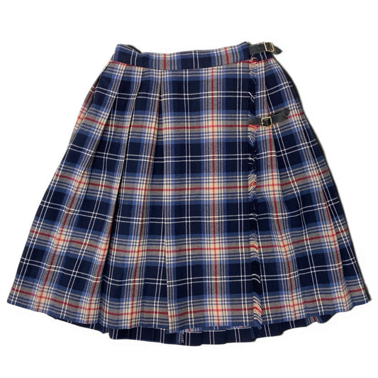 BURBERRY バーバリー チェック柄 バックプリーツ マルチカラー アクリル / ウール ラップスカート レディース AB