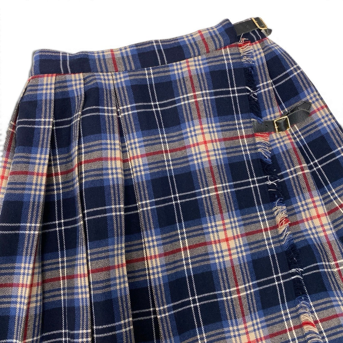BURBERRY バーバリー チェック柄 バックプリーツ マルチカラー アクリル / ウール ラップスカート レディース AB