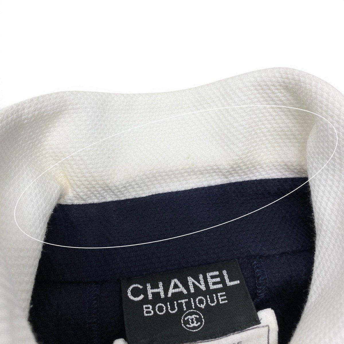 CHANEL シャネル 1993 ランウェイ ココマークボタン ワンピース ドレス ネイビー ホワイト コットン ワンピース レディース BC
