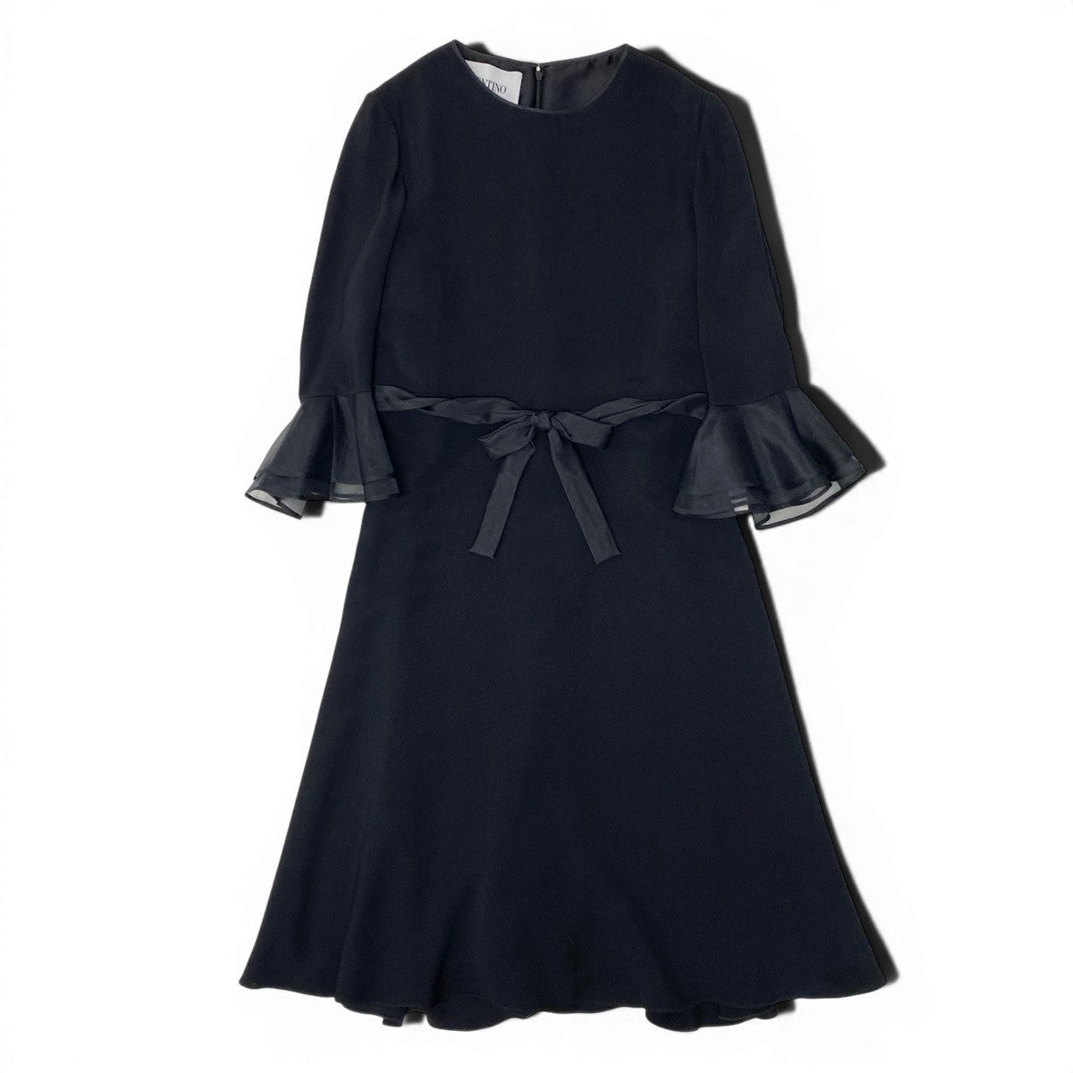 VALENTINO ヴァレンティノ シフォンロングワンピース ウエストリボン ブラック レーヨン / ポリウレタン / ポリエステル ワンピース レディース AB
