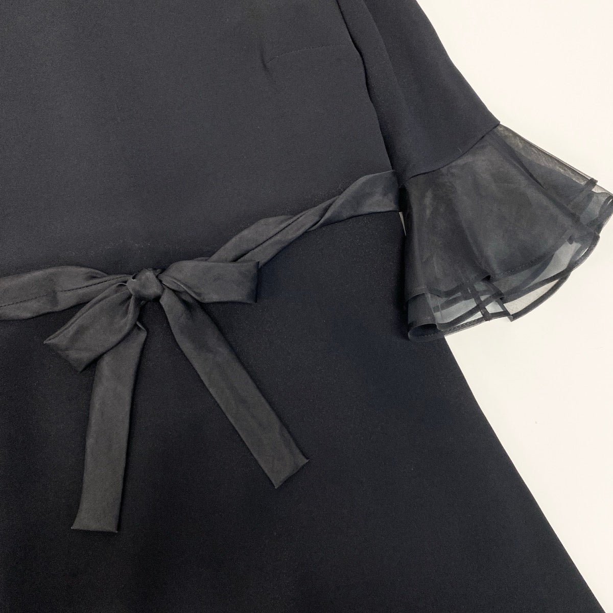 VALENTINO ヴァレンティノ シフォンロングワンピース ウエストリボン ブラック レーヨン / ポリウレタン / ポリエステル ワンピース レディース AB