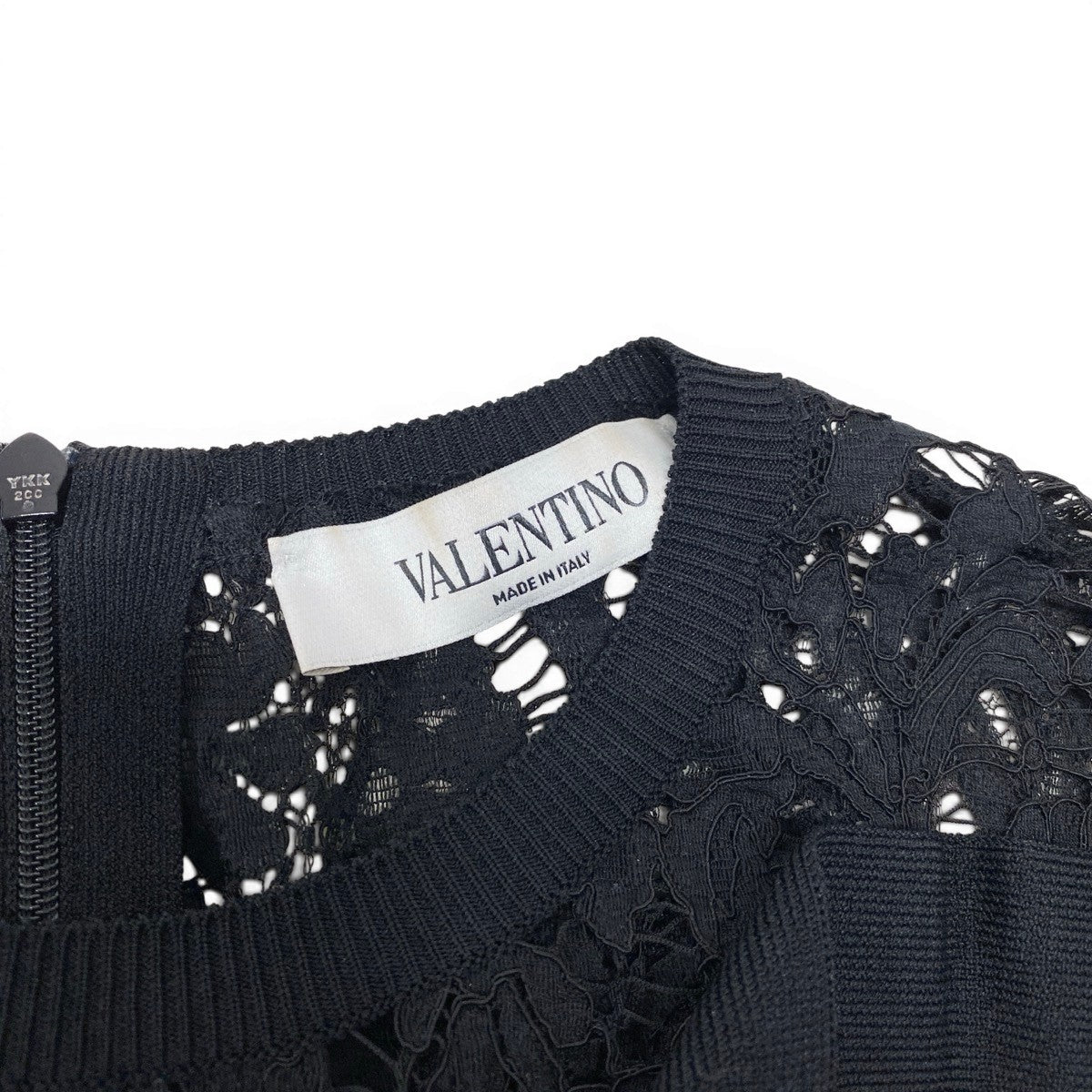 VALENTINO ヴァレンティノ レースデザイン タイトニットドレス ブラック コットン / レーヨン / ナイロン ワンピース レディース AB