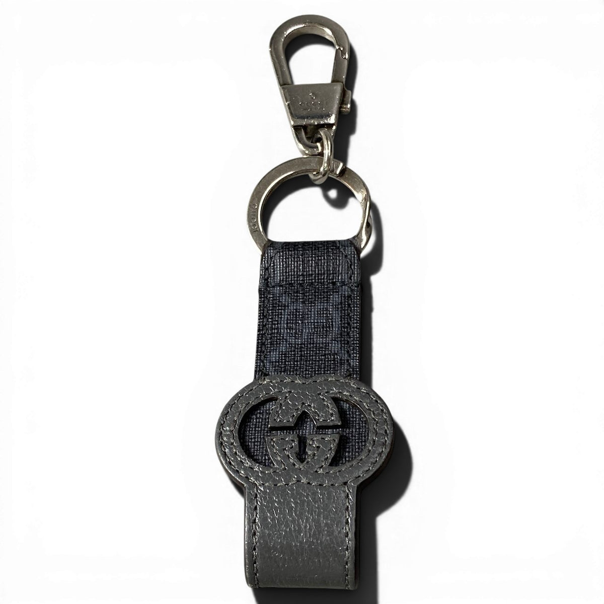 GUCCI グッチ ロッキングG キーリング Interlocking G Key Ring ブラック レザー 701432 キーホルダー レディース AB