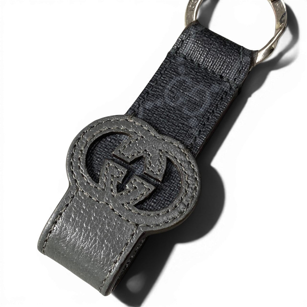 GUCCI グッチ ロッキングG キーリング Interlocking G Key Ring ブラック レザー 701432 キーホルダー レディース AB
