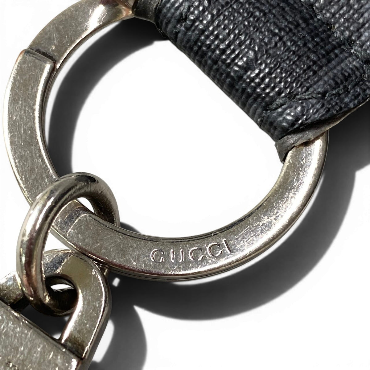 GUCCI グッチ ロッキングG キーリング Interlocking G Key Ring ブラック レザー 701432 キーホルダー レディース AB