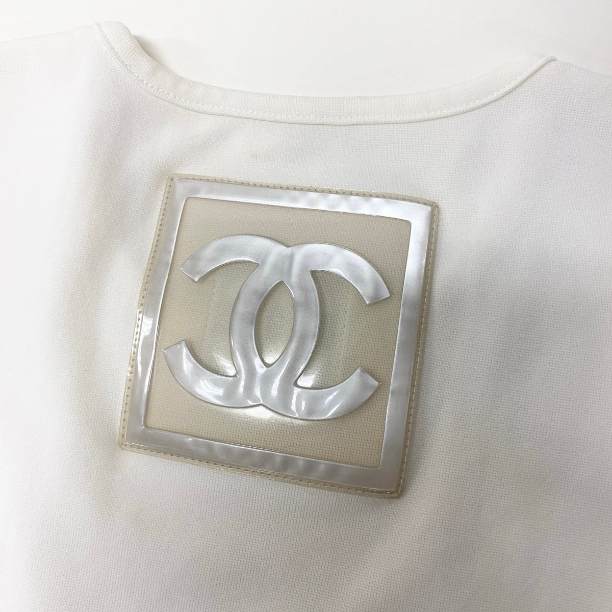 CHANEL シャネル スポーツライン デカココ カットソー アイボリー グレー ポリアミド P17575 半袖Ｔシャツ レディース B