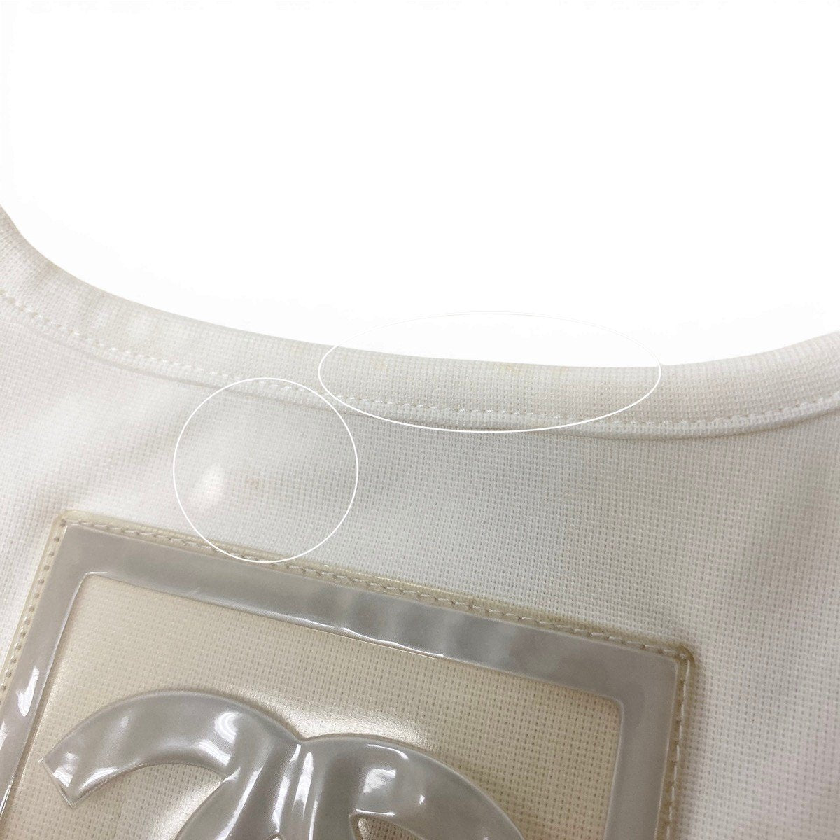 CHANEL シャネル スポーツライン デカココ カットソー アイボリー グレー ポリアミド P17575 半袖Ｔシャツ レディース B